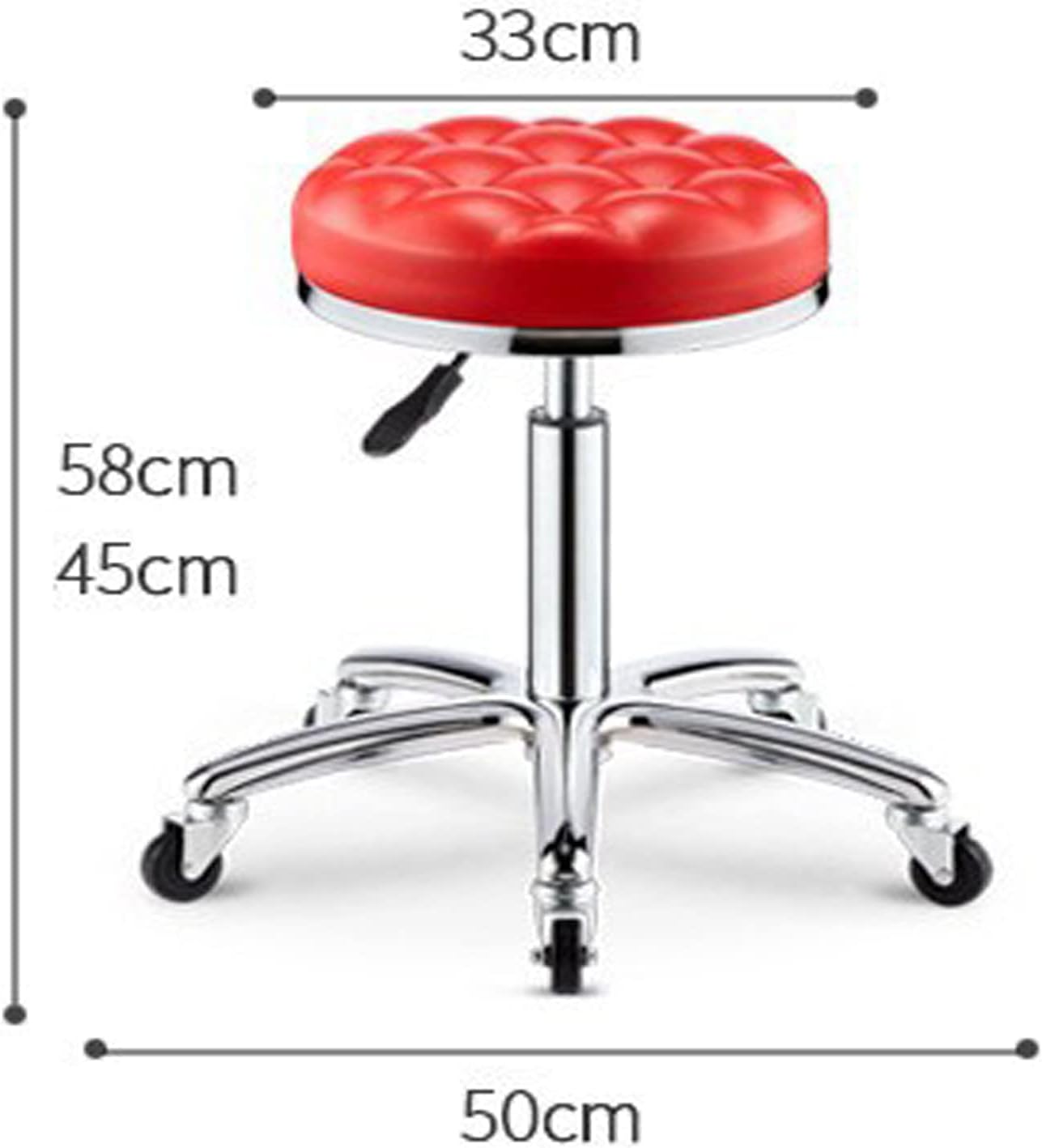 Banco Auxiliar Málaga para Estilista o Manicurista – Modelo 2510111 | Altura Ajustable, Cojín Ergonómico y Ruedas 360°