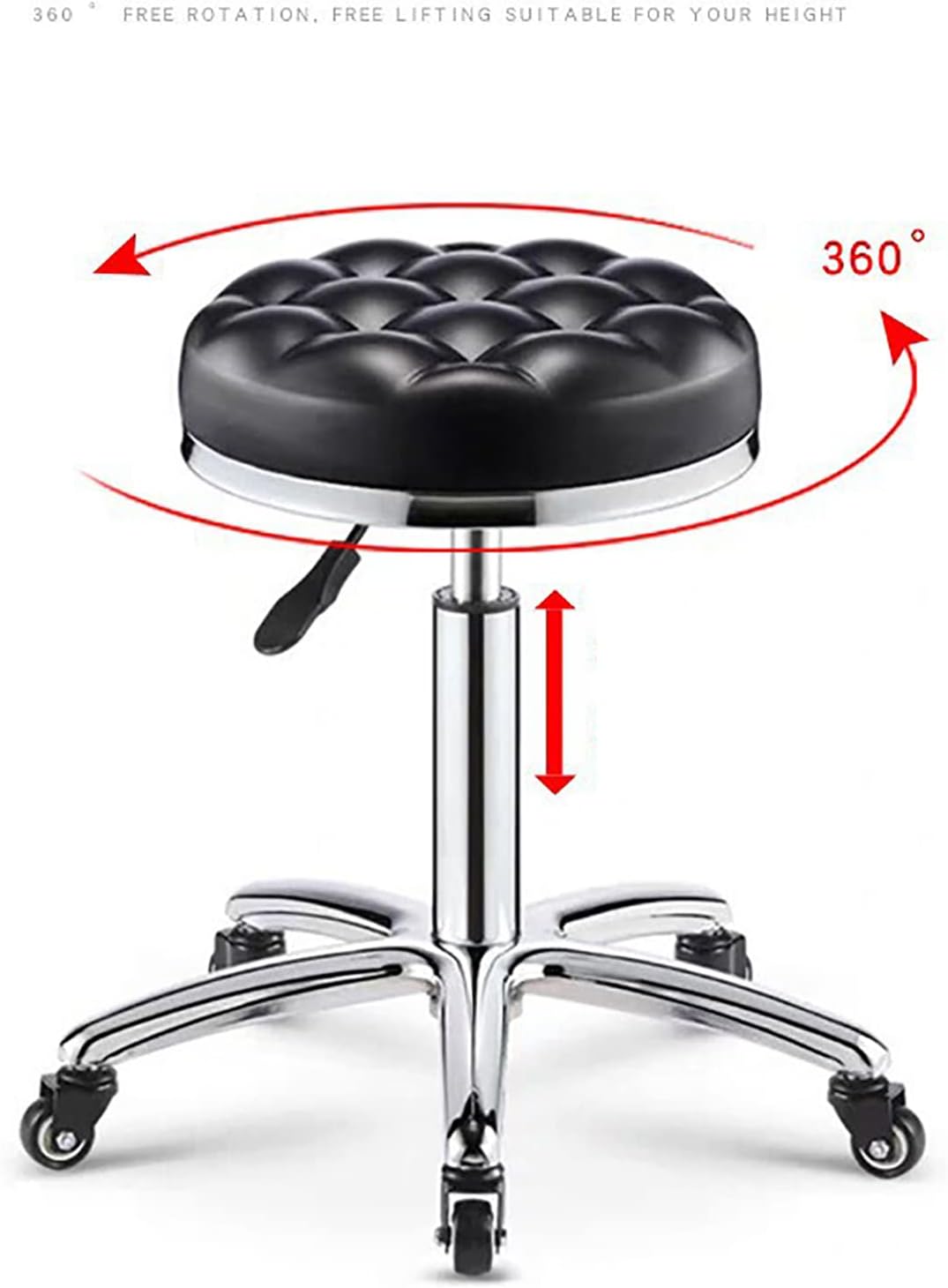 Banco Auxiliar Málaga para Estilista o Manicurista – Modelo 2510111 | Altura Ajustable, Cojín Ergonómico y Ruedas 360°