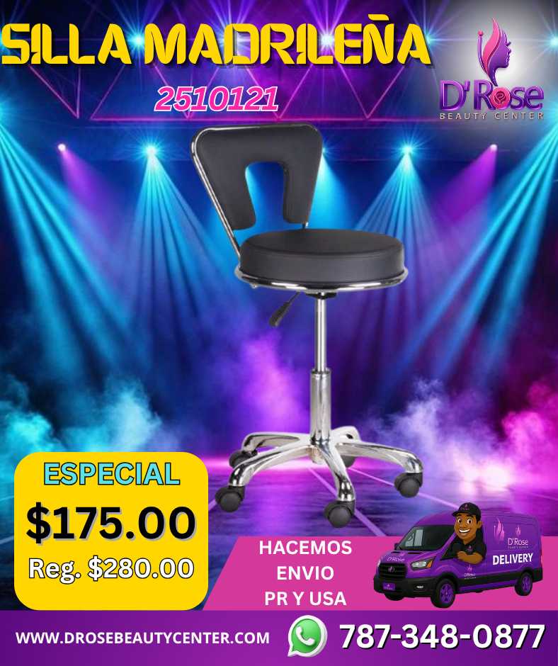 🖤 Silla Madrileña Negra – Manicurista u Oficinista (2510121)