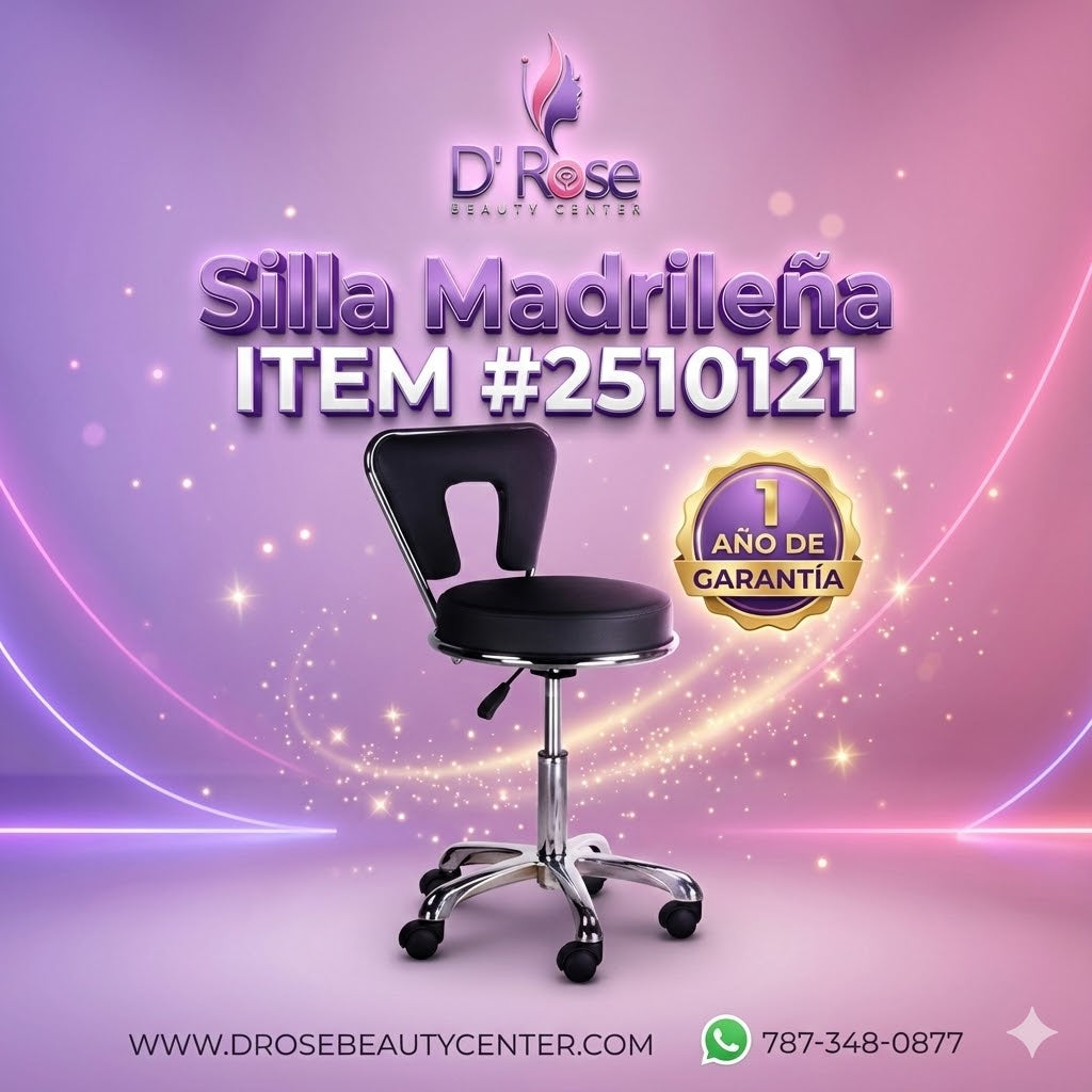 🪑 Silla Madrileña Negra para Manicurista u Oficinista | Modelo 2510121