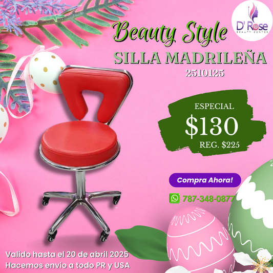 Beauty Style Silla de Manicura Madrileña Color Roja 2510125