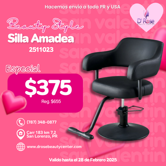 Beauty Style Silla de Estilo o Barberia Amadea Color Negro 2511023