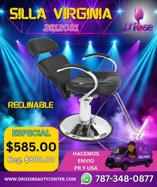 💈 SILLA VIRGINIA RECLINABLE NEGRA – MODELO 2512031
