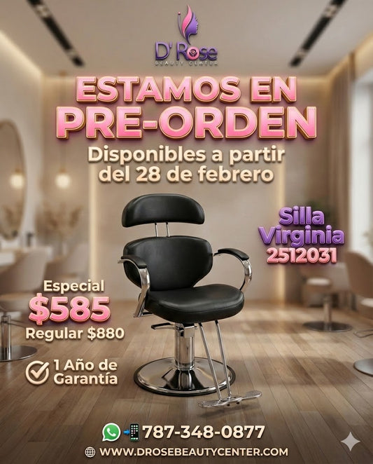 Beauty Style – Silla Virginia Reclinable Profesional Negra para Barbería y Estética | Modelo 2512031