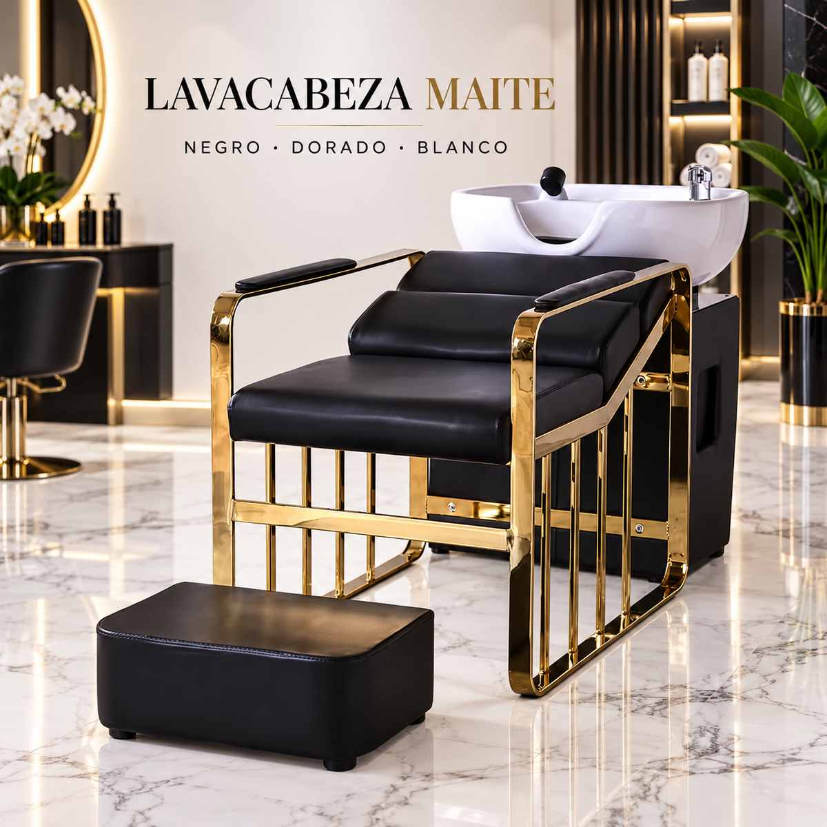 Beauty Style Lavacabeza Maite Tipo Camilla Negro y Dorado – 2514029