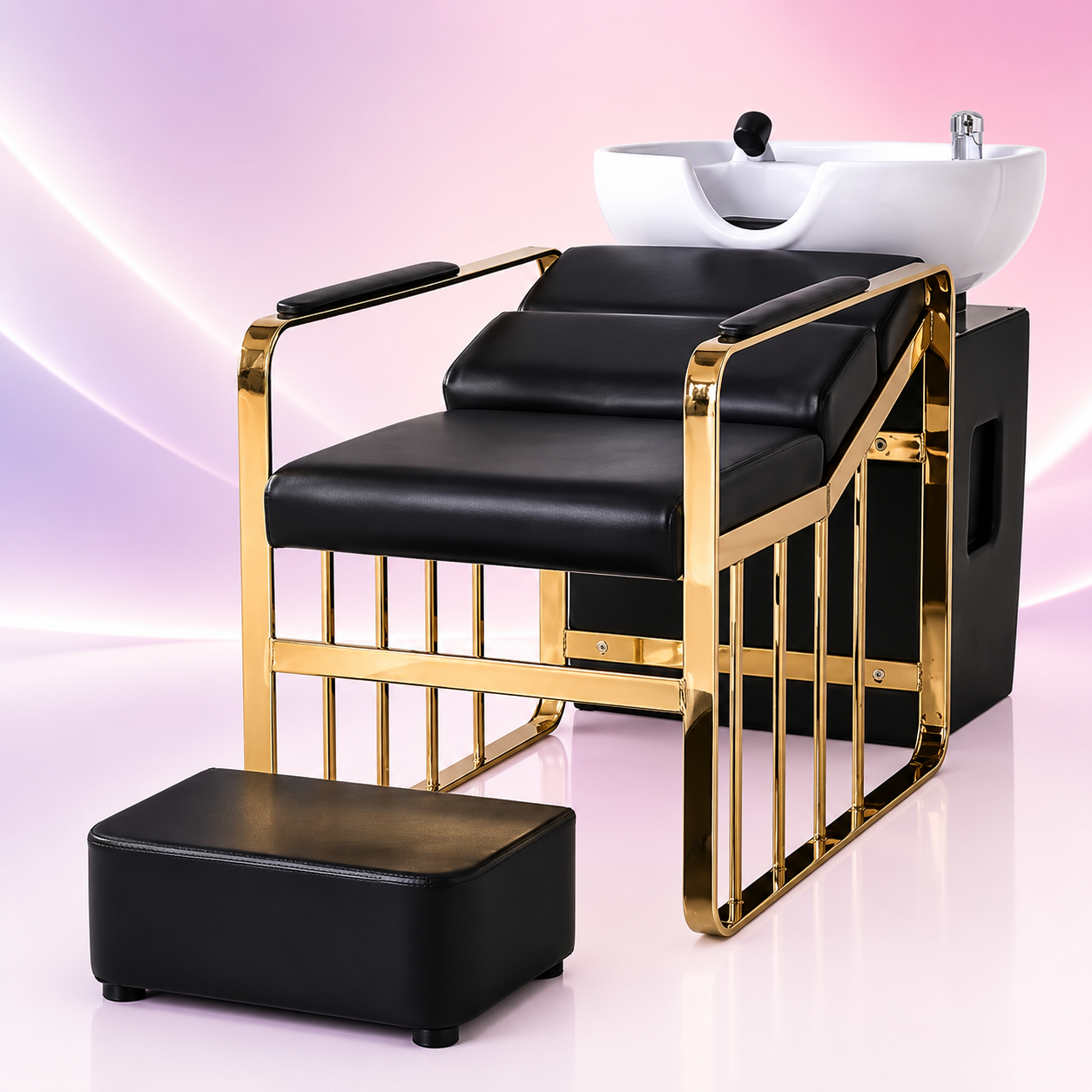 Beauty Style Lavacabeza Maite Negro y Dorado con Tina Blanca 2514029