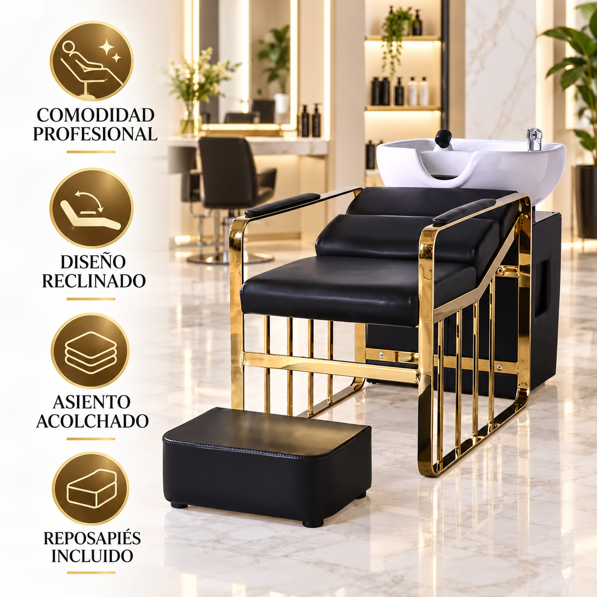 Beauty Style Lavacabeza Maite Tipo Camilla Negro y Dorado – 2514029