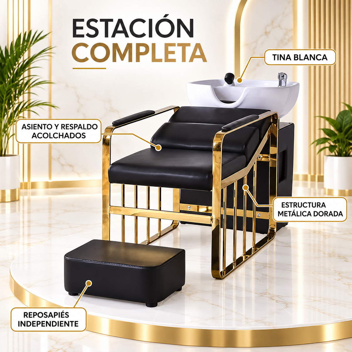 Beauty Style Lavacabeza Maite Tipo Camilla Negro y Dorado – 2514029