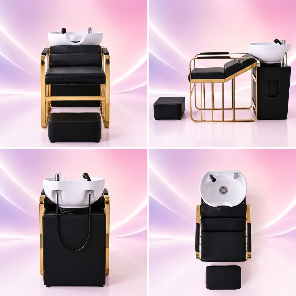 Beauty Style Lavacabeza Maite Negro y Dorado con Tina Blanca 2514029