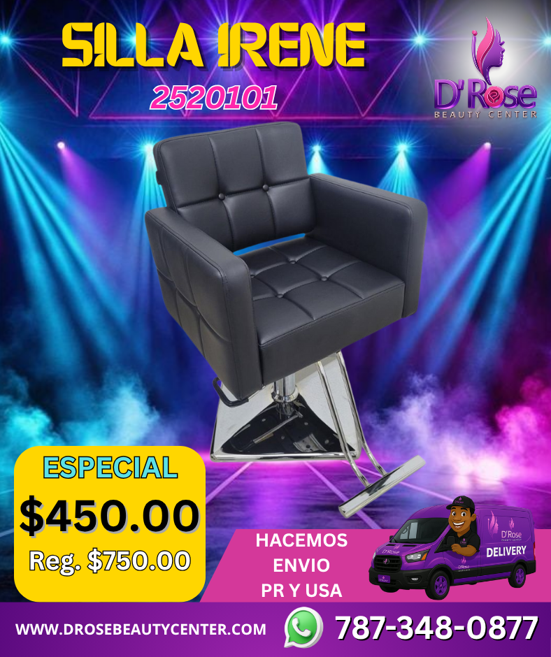 🖤💈 Silla de Estilo o Barbería Irene – Color Negro Profesional | Modelo 2520101