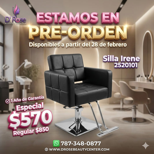 🪑 Beauty Style Silla de Estilo o Barbería Irene Profesional Negra 2520101 | Base Cuadrada Cromada