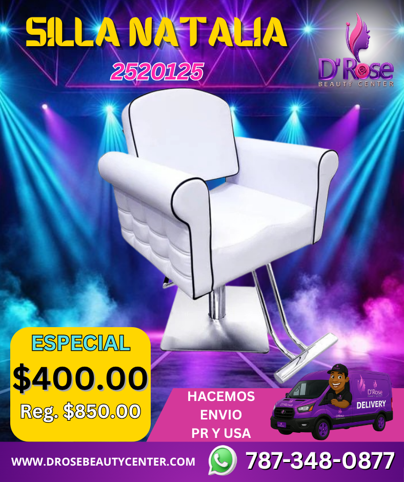 🪑 Silla Natalia para Estilo o Barbería – Color Blanco (2520125)