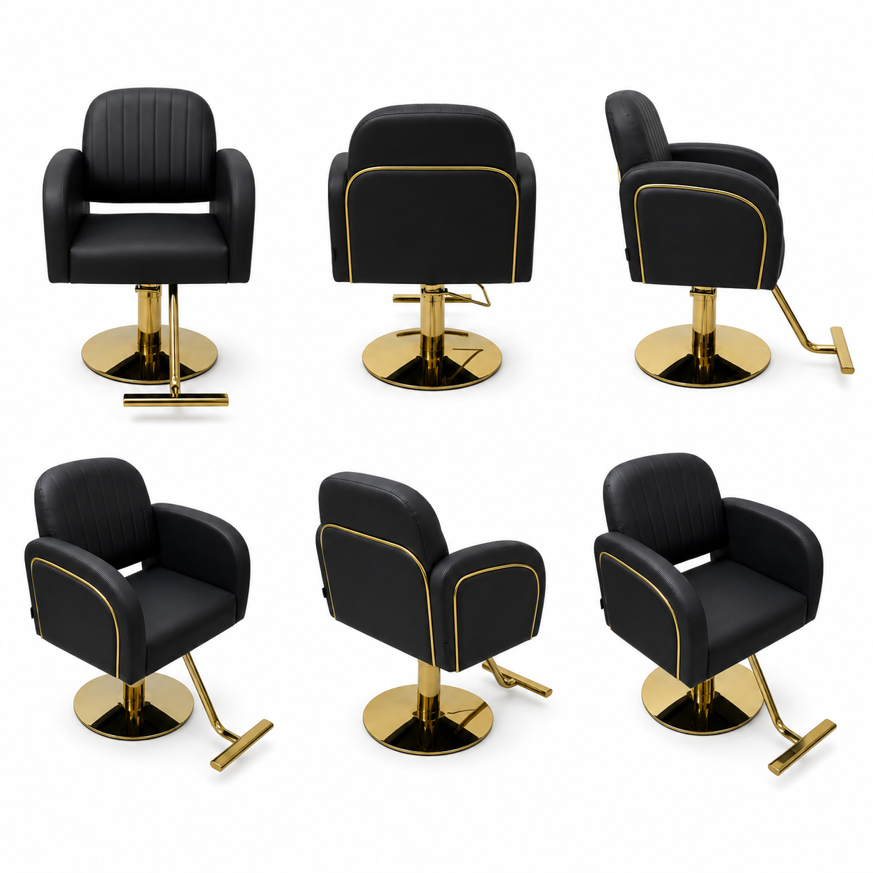 Beauty Style Silla Melany Profesional Negra con Base Dorada 2525221