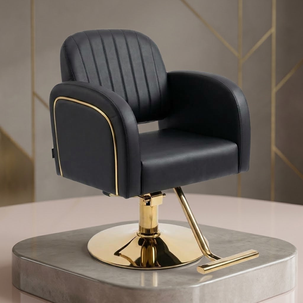 Beauty Style Silla Melany Hidráulica Negra con Base Dorada 2525221