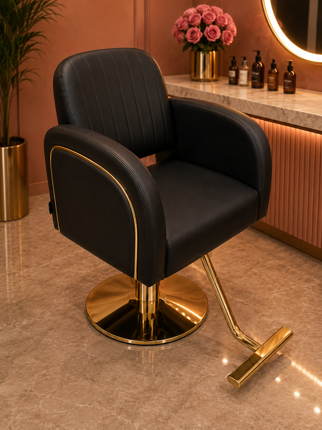 Beauty Style Silla Melany Profesional Negra con Base Dorada 2525221