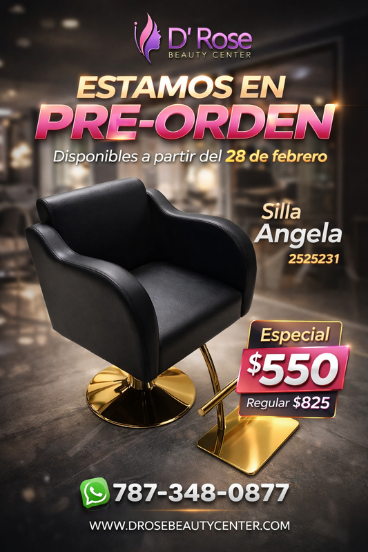 Beauty Style Silla de Estilismo Angela Negra 2525231 – Base Dorada | Profesional