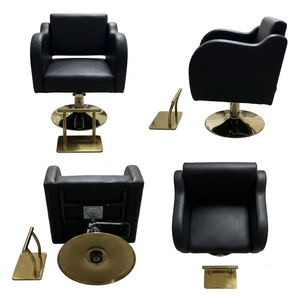 Beauty Style Silla de Estilismo Angela Negra con Base Dorada 2525231