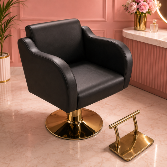 Beauty Style Silla de Estilismo Angela Negra con Base Dorada 2525231
