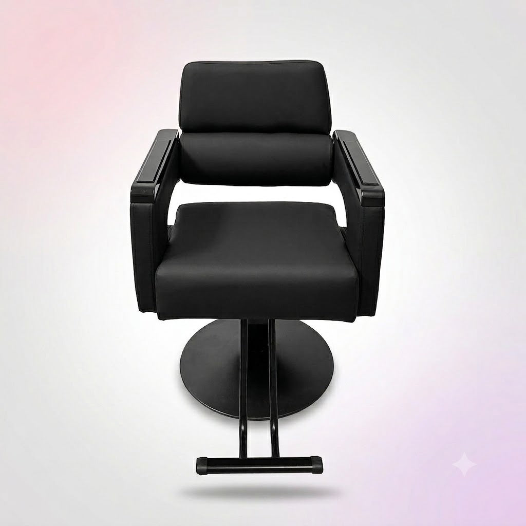 Beauty Style Silla Bárbara Hidráulica Negra 2525241 – Base Circular y Reposapiés