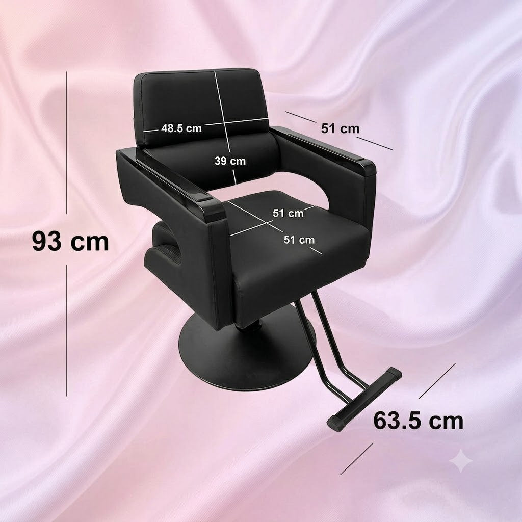 Beauty Style Silla Bárbara Hidráulica Negra 2525241 – Base Circular y Reposapiés