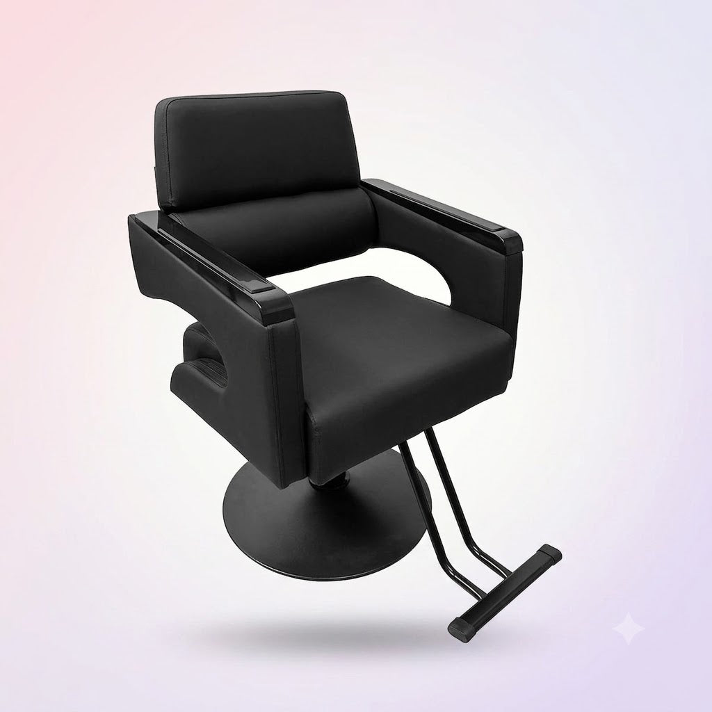 Beauty Style Silla Bárbara Hidráulica Negra 2525241 – Base Circular y Reposapiés