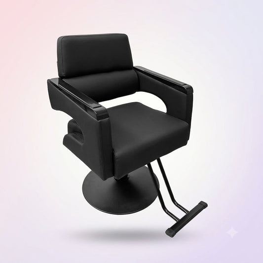 Beauty Style Silla Bárbara Hidráulica Negra 2525241 – Base Circular y Reposapiés