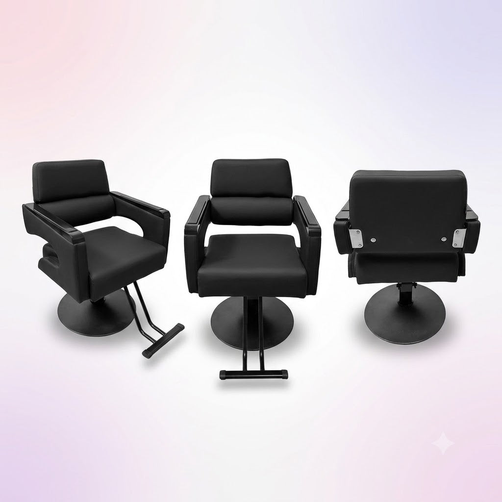 Beauty Style Silla Bárbara Hidráulica Negra 2525241 – Base Circular y Reposapiés