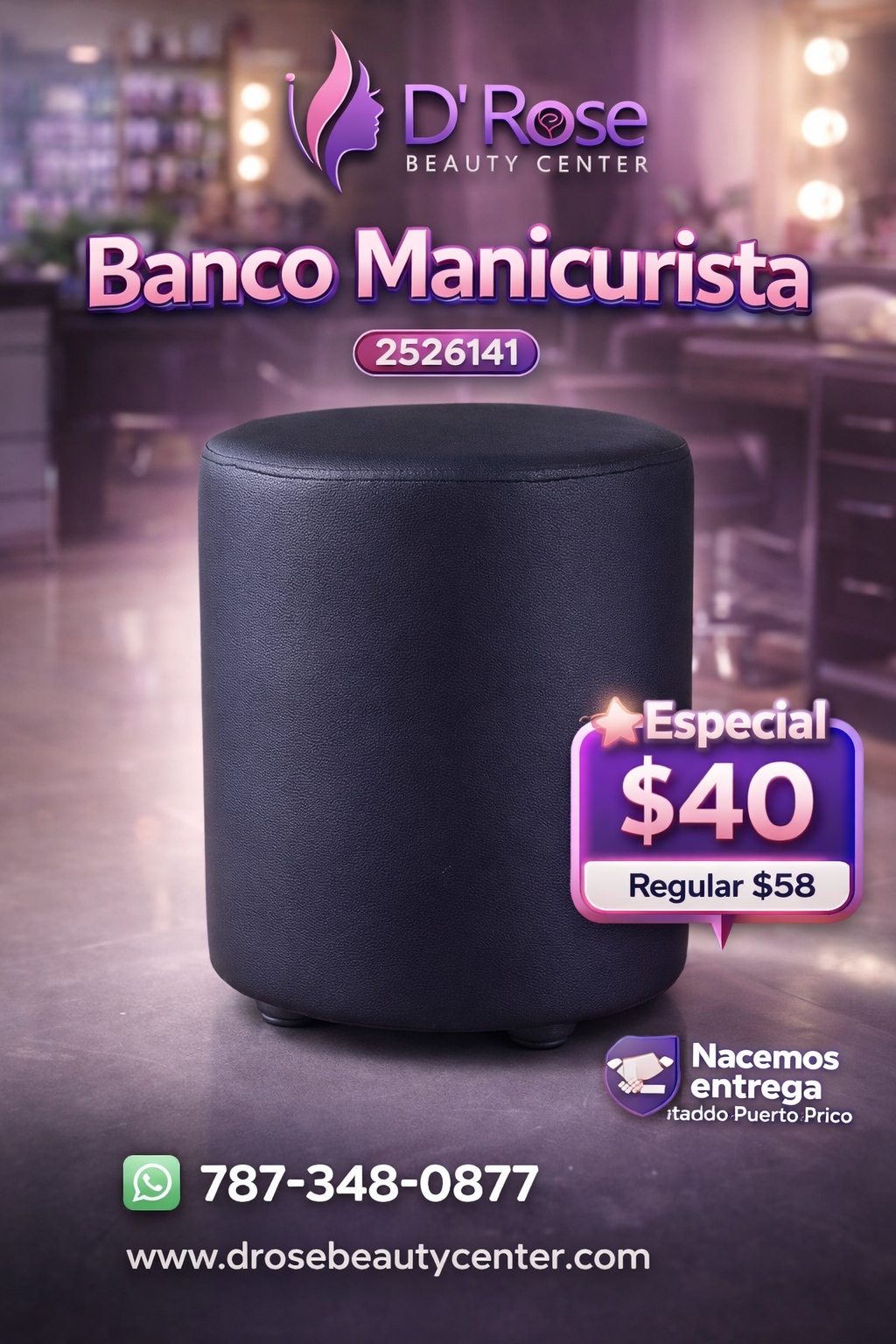 🪑 Banco Manicurista Profesional Compacto y Resistente – Modelo 2526141