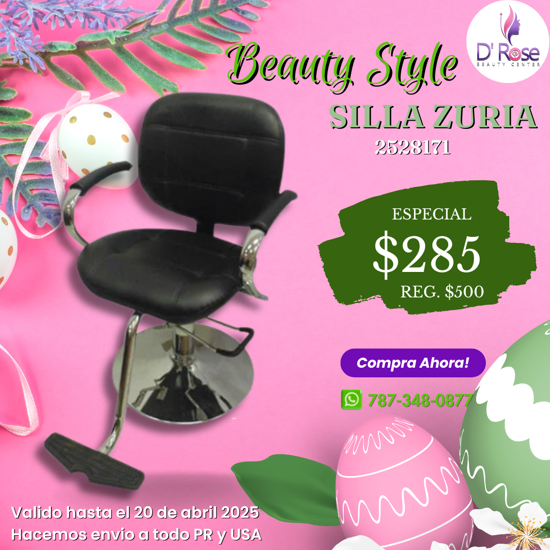 Beauty Style Silla de Estilo o Barberia Zuria Color Negro 2528171