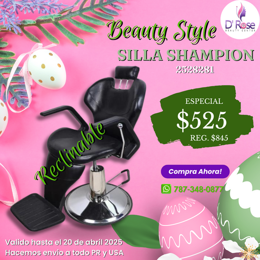 Beauty Style Silla de Estilo o Barberia Shampion Color Negro 2528281