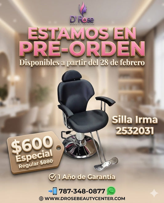 🪑 Beauty Style Silla Irma Reclinable Negra Profesional 2532031 | Botella Hidráulica Grande