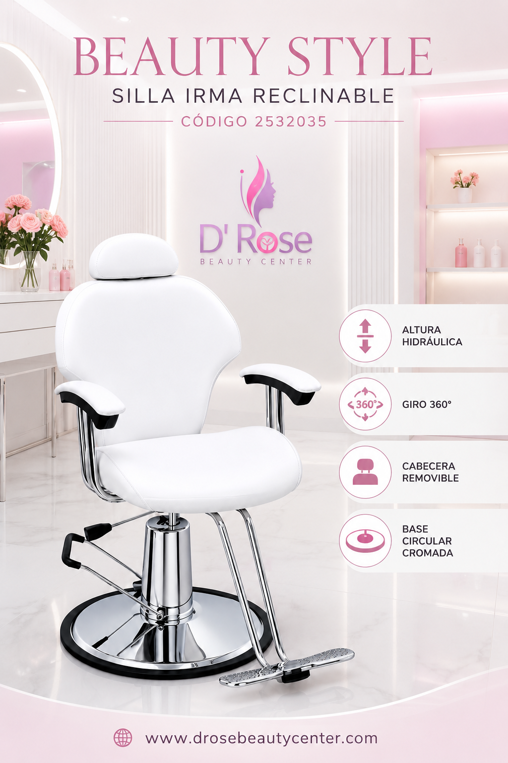 🤍 Beauty Style Silla Irma Blanca Reclinable 2532035