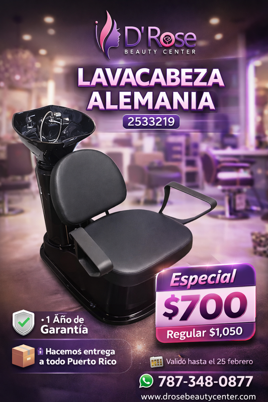 Lavacabeza Alemania Profesional Beauty Style 2533219 para Salón y Barbería – Con Silla Ergonómica y Sistema Completo de Lavado