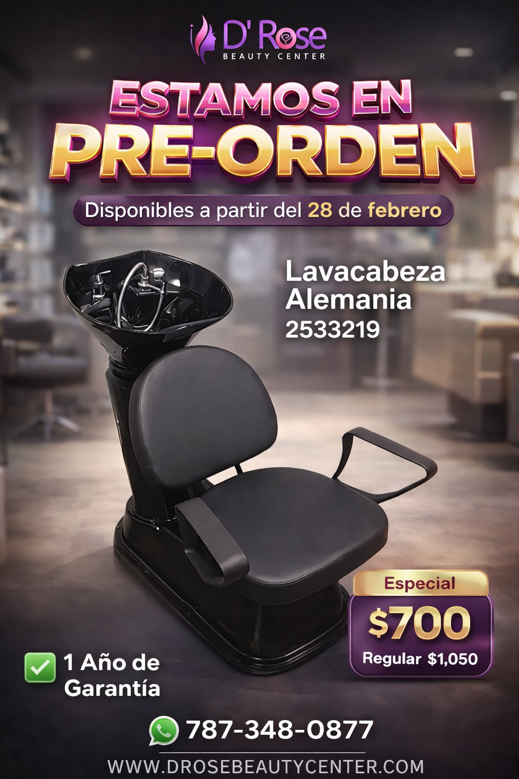 💈🖤 Beauty Style Lavacabeza Alemania Profesional para Salón o Barbería | Modelo 2533219 (Pre-Orden)