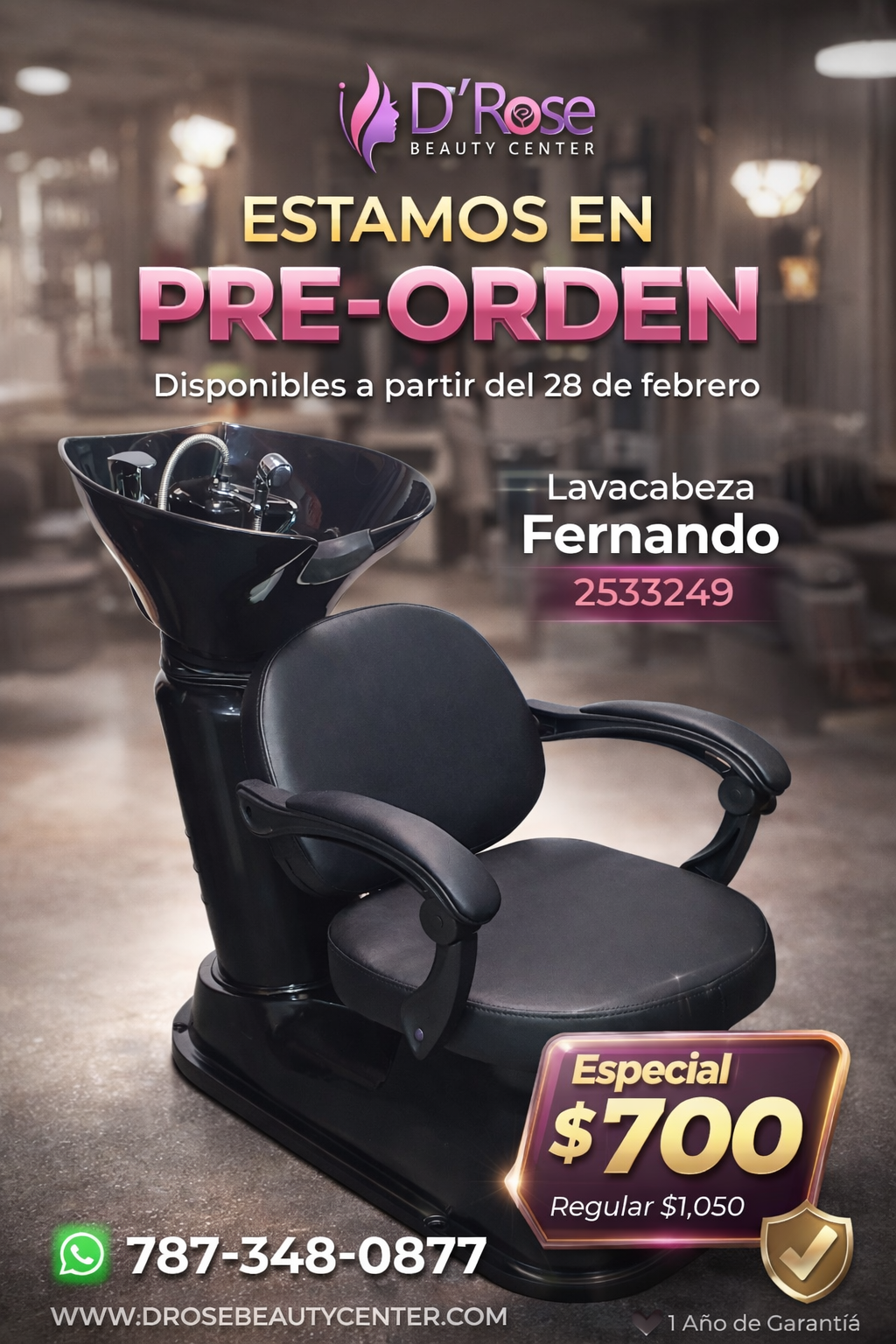 💈🖤 Beauty Style Lavacabeza Fernando Profesional para Salón o Barbería | Modelo 2533249 (Pre-Orden)