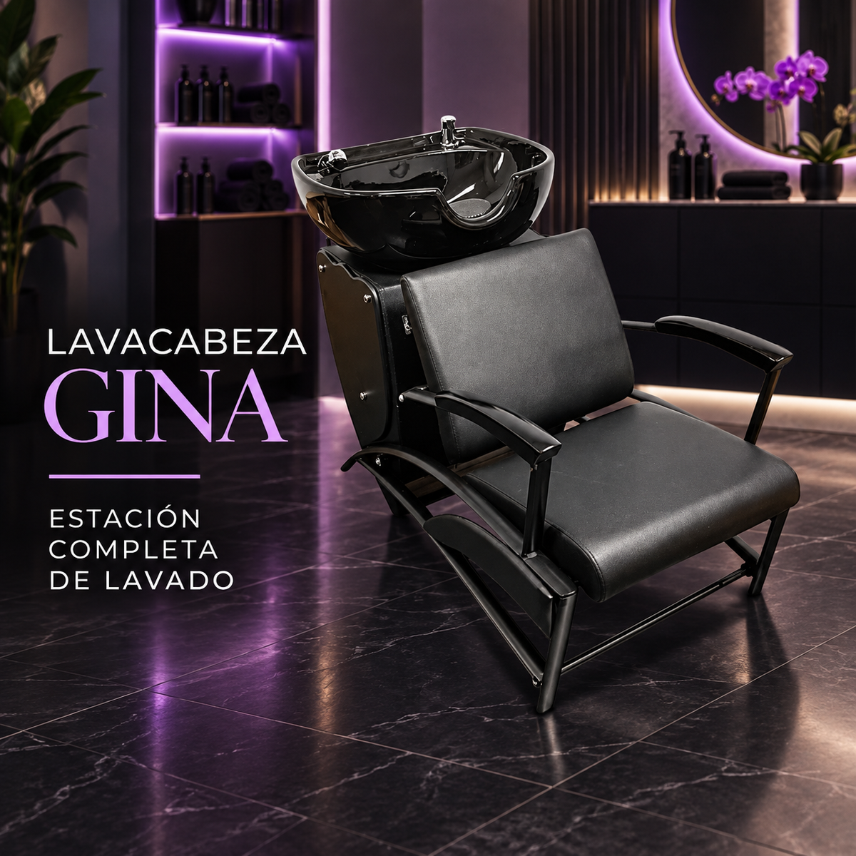 Beauty Style Lavacabeza Gina Negro con Tina de Porcelana – 2533419