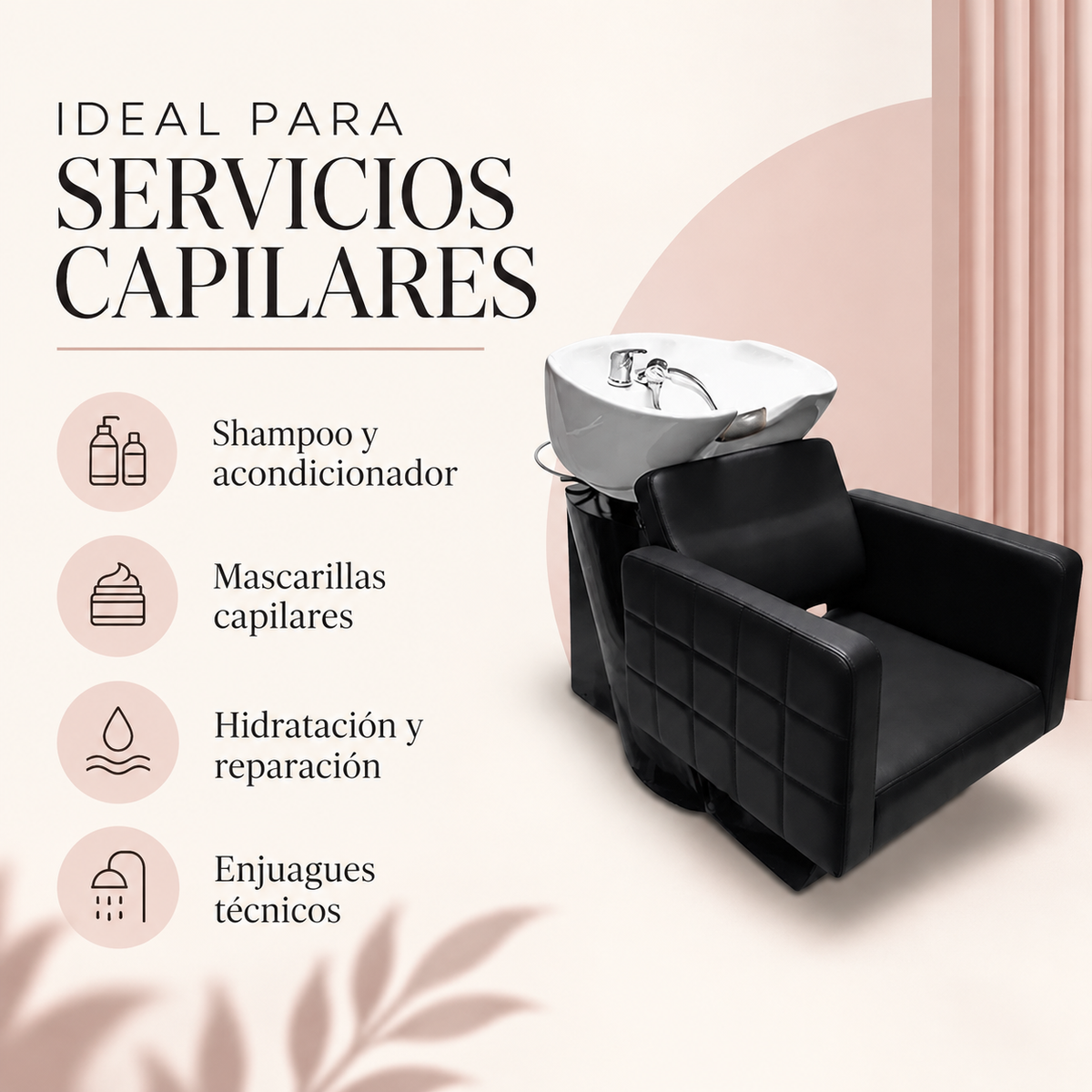 Lavacabezas Profesional Beauty Style Reina Negro con Tina Blanca – 2534063