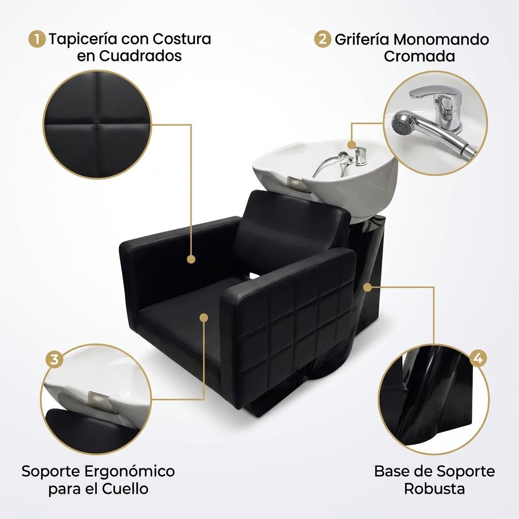 Lavacabezas Profesional Beauty Style Reina Negro con Tina Blanca – 2534063