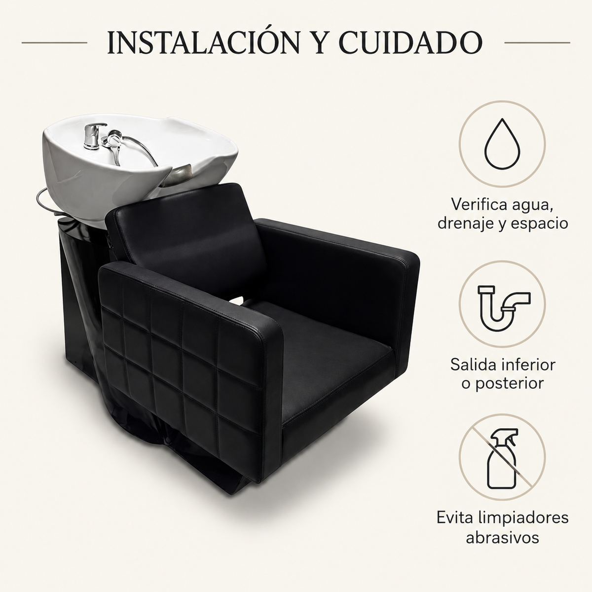 Lavacabezas Profesional Beauty Style Reina Negro con Tina Blanca – 2534063