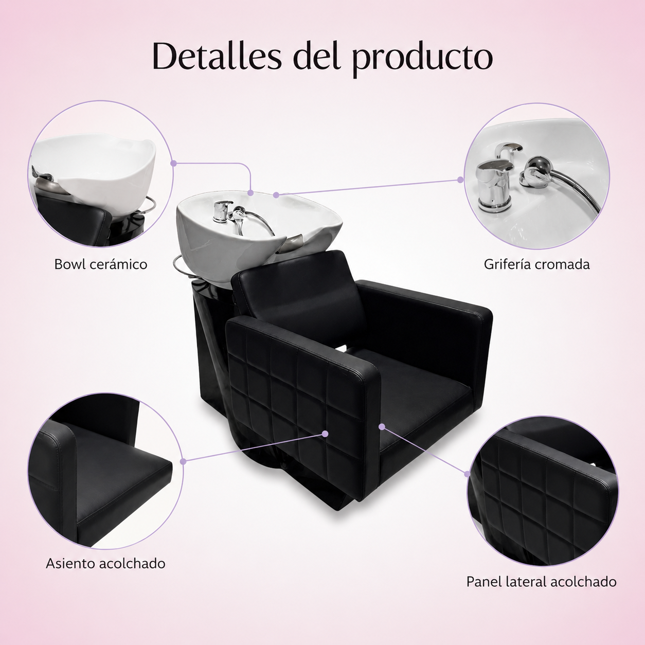 Beauty Style Lavacabezas Reina Profesional Negro con Tina Blanca 2534063