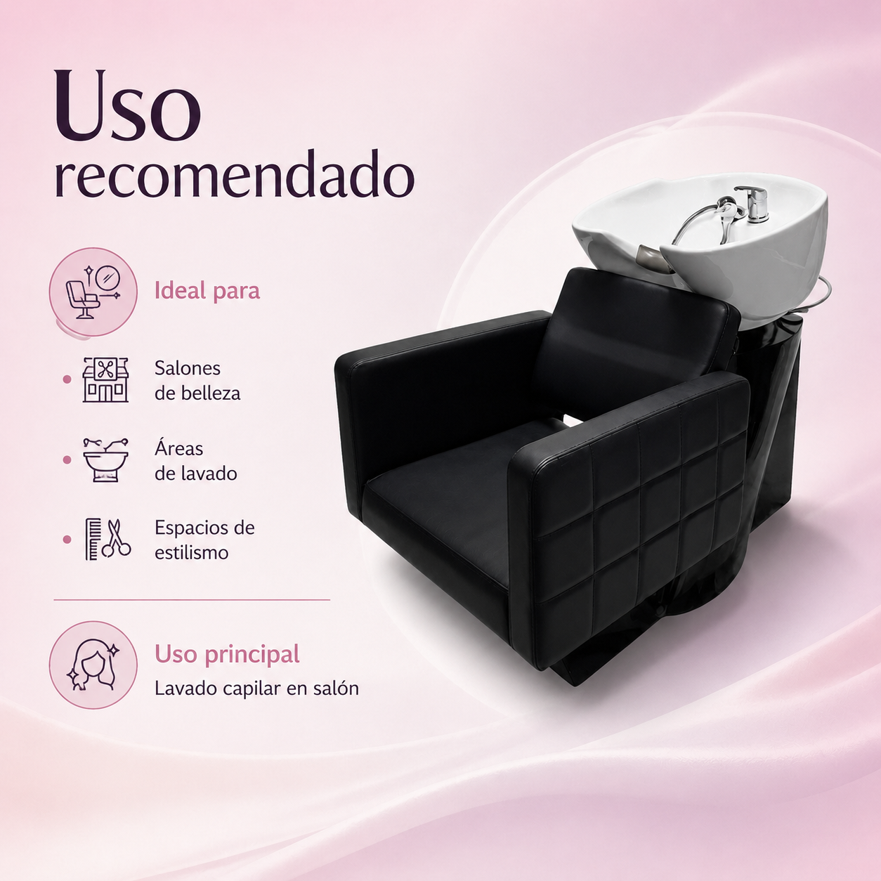 Beauty Style Lavacabezas Reina Profesional Negro con Tina Blanca 2534063