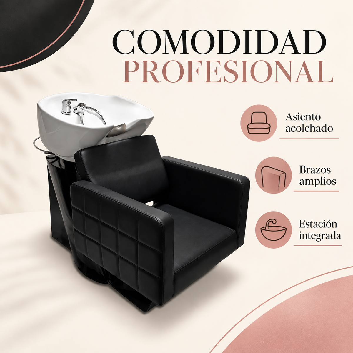 Lavacabezas Profesional Beauty Style Reina Negro con Tina Blanca – 2534063