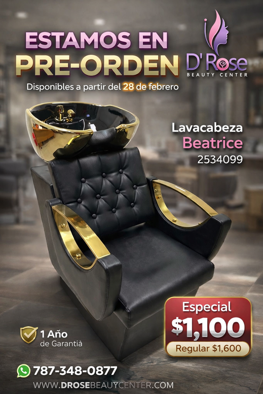 Beauty Style Lavacabeza Beatrice Profesional Negro con Tina Dorada – Modelo 2534099