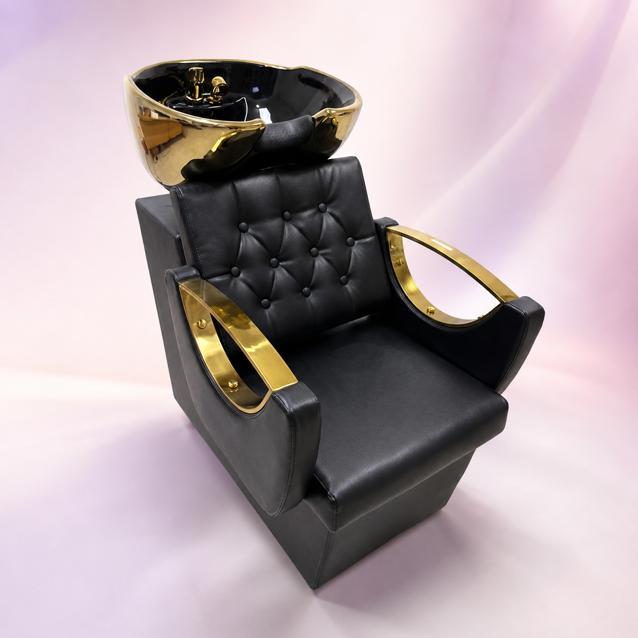 Beauty Style Lavacabeza Beatrice Profesional Negro y Dorado con Silla Integrada – 2534099
