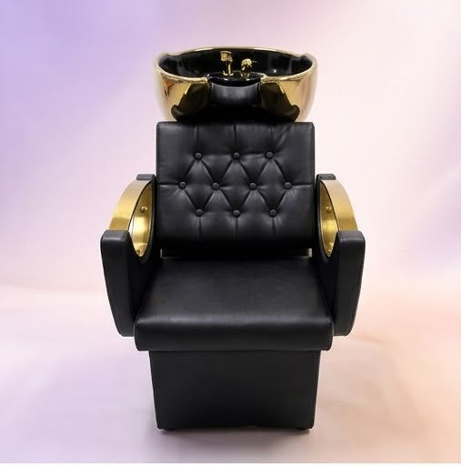 Beauty Style Lavacabeza Beatrice Profesional Negro y Dorado con Silla Integrada – 2534099