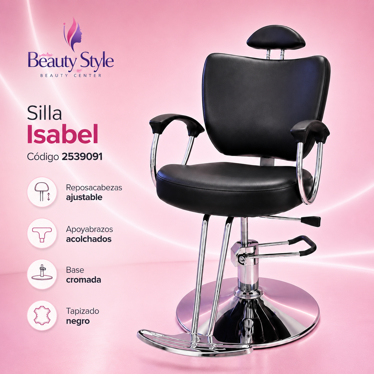 Beauty Style Silla Isabel Reclinable Profesional Negra 2539091