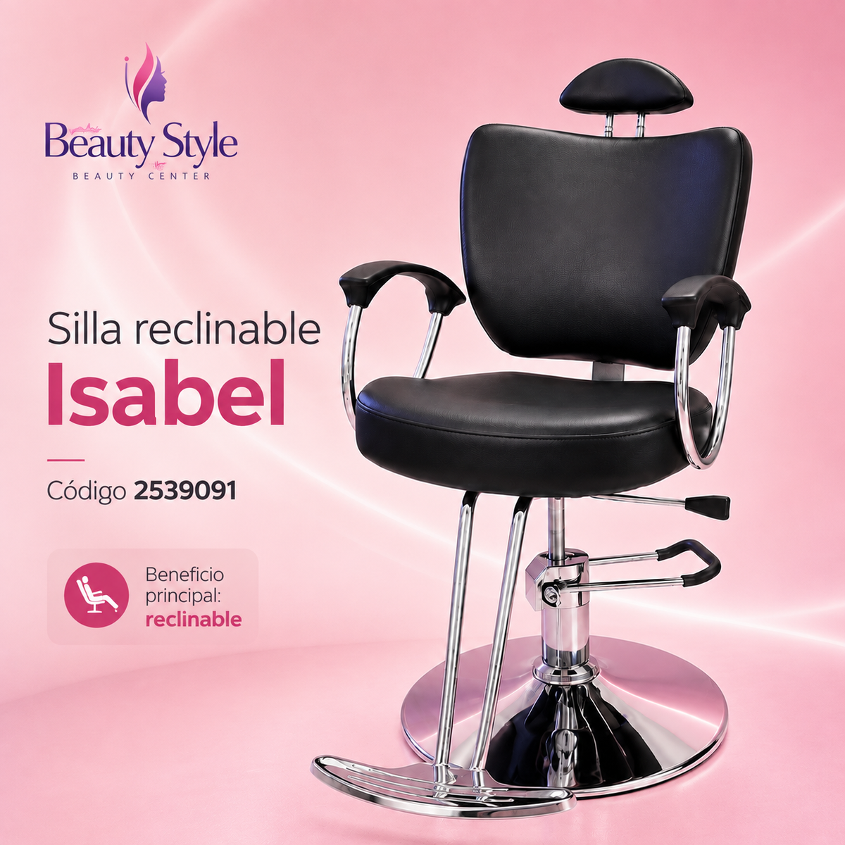 Beauty Style Silla Isabel Reclinable Profesional Negra 2539091