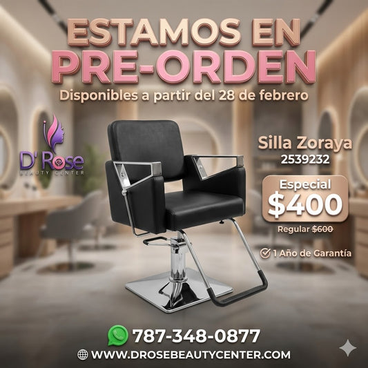 Beauty Style Silla de Estilo o Barbería Zoraya Profesional Negra 2539232 | Base Cuadrada Cromada
