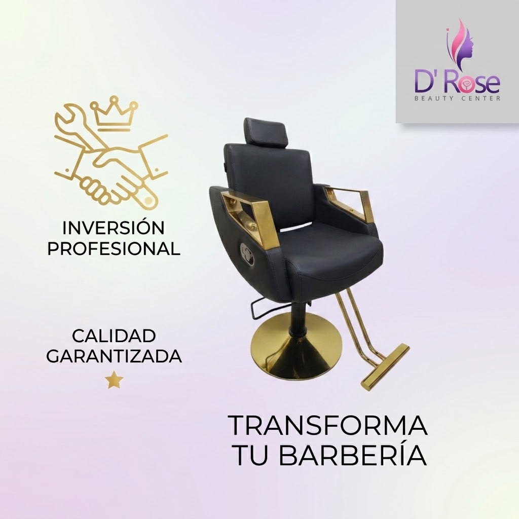 Silla Astrid Beauty Style 2539281 Reclinable Negra y Dorada