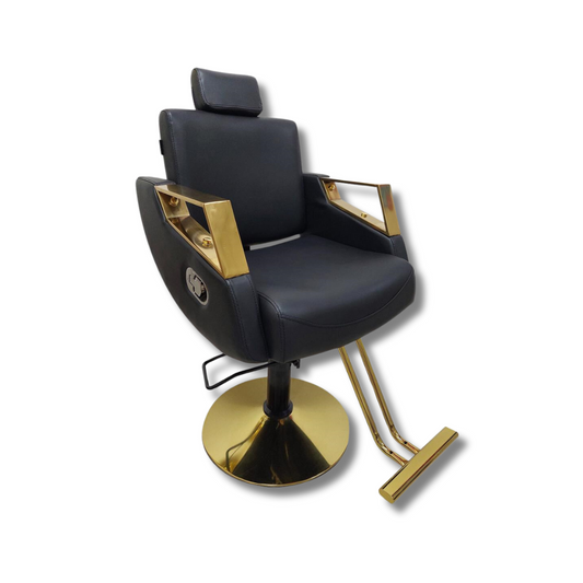 Beauty Style Silla de Estilo Astrid Reclinable Negra 2539281 con Base Dorada